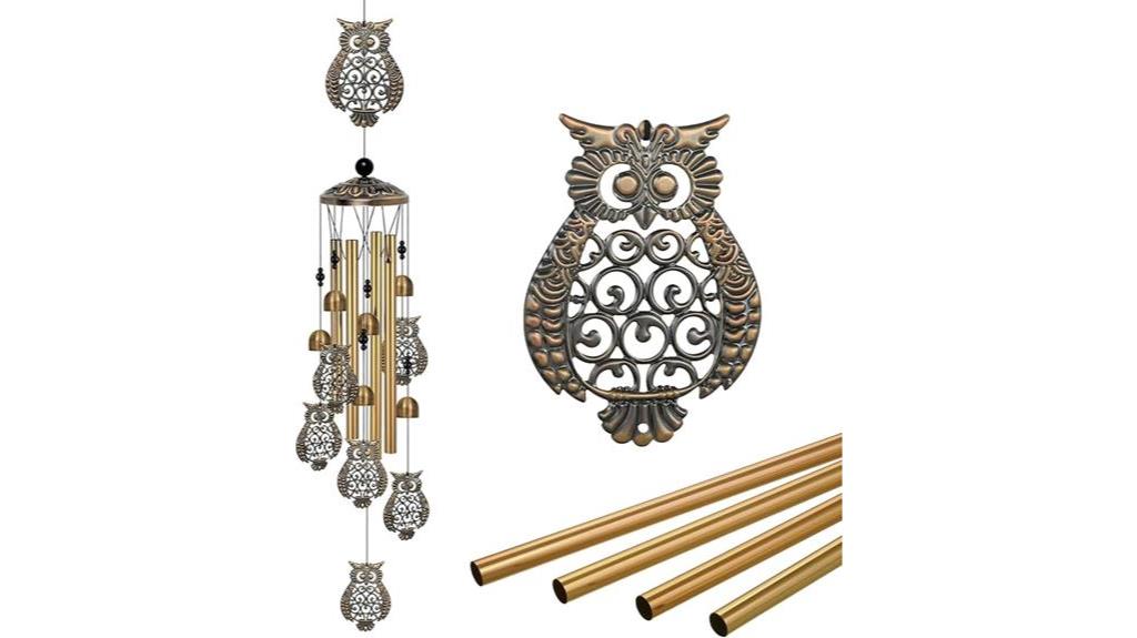 bronze owl wind chimes